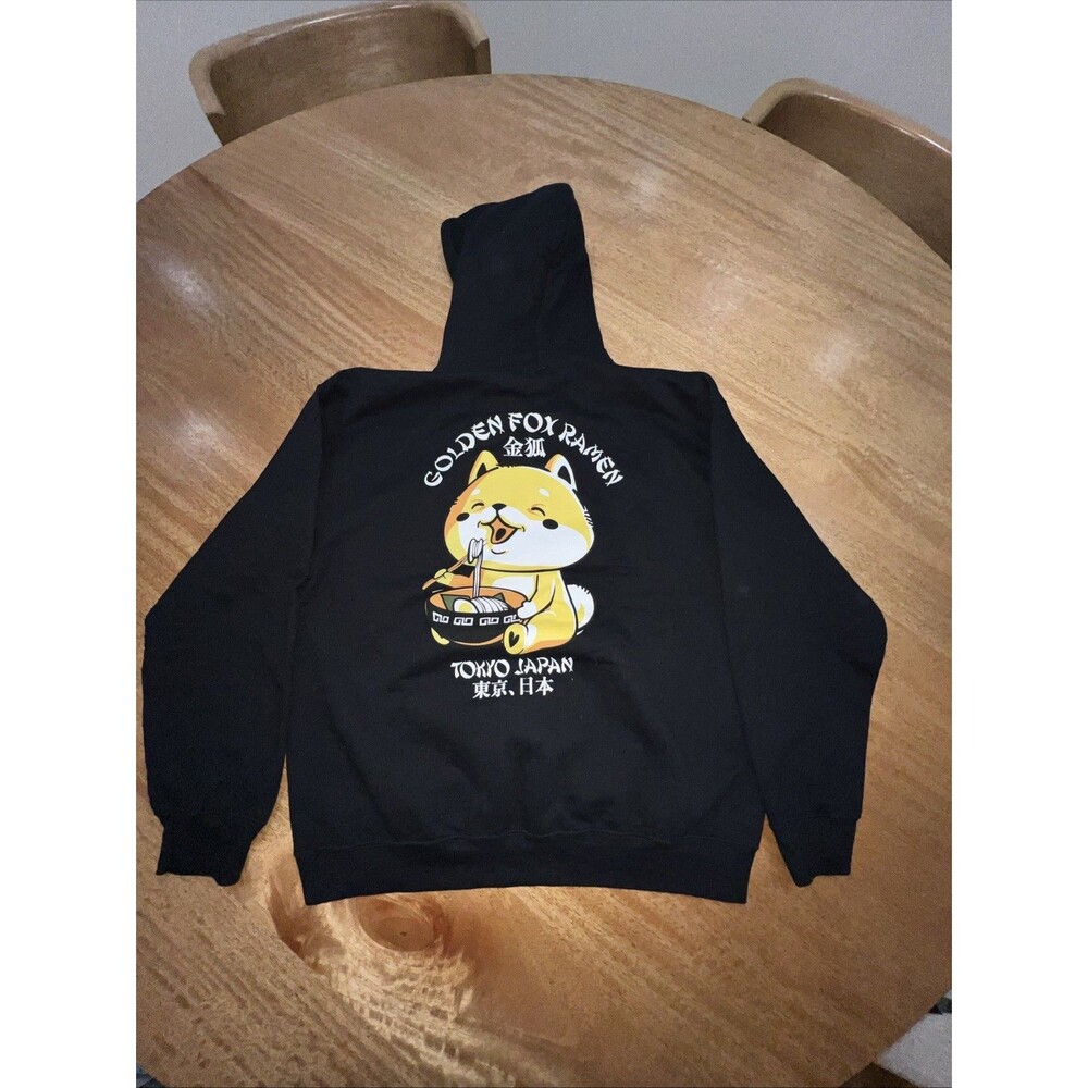 SCW Golden‎ Fox Ramen Hoodie Black Fox Graphic Pocket Tokyo Japan Size Large